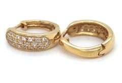 14kt Yellow gold CZ pave huggies