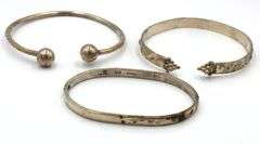 Group lot of 3 cuff bangles in 925 sterling silver