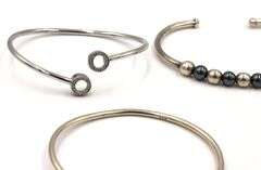 Group lot of 5 cuff bangles in 925 sterling silver