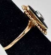 Vintage 10K Yellow Gold Black Onyx Gemstone and Diamond Ring