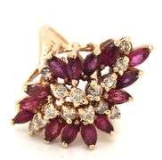 14kt Yellow gold 1.40ctw Ruby and diamond cluster ring