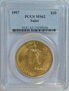 Better date 1907 St. Gaudens $20 Gold Piece. PCGS MS62
