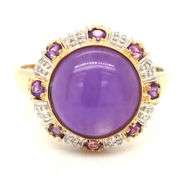 14kt Yellow gold Lavender Jade and amethyst ring