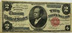 $2 Silver Dollar Certificate 1891 Series.