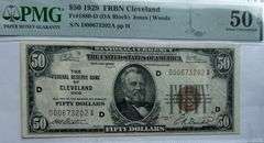 $50 1929 Cleveland National Series 1929 PMG AU 50 EPQ Note