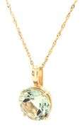 14kt Yellow gold round Prasolite pendant on chain