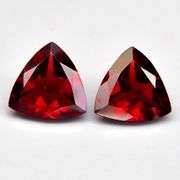 Mozambique red! 6.58ct matched trillion cut Garnet pair!