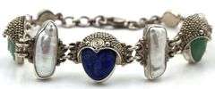 925 Vintage Sajen Sterling Silver Carved Buddha Head Bracelet