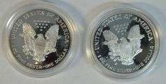 Gem Proof $1 Silver Eagles from 1998 & 2004 in velvet boxes