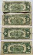 Two Each 1928 F G $2 US Notes First Series Small Size.