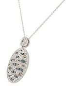 1.25ctw White and Irradiated Teal Diamond Oval Shaped Pendant Necklace in 14K