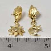 Out Of This World 14K Yellow Gold Moon and Star Dangle Earrings