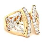14kt Yellow gold 0.96ctw open art butterfly diamond ring
