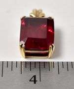 Beautiful 10K Yellow Gold Synthetic Ruby Gemstone Pendant