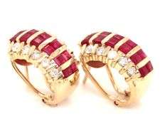 14kt Yellow gold 3.30ctw Ruby and diamond earrings