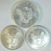 3 Obverse Painted, $1 American Silver Eagles (1999 & 2 2000)