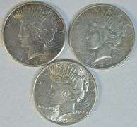 3 Better date Peace Silver Dollars in high grades: 1927, 27-S, & 34