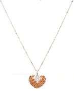 18kt White gold citrine and diamond pave heart shaped pendant on chain