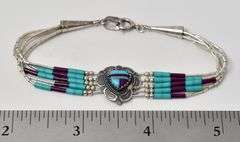 Native American Turquoise and Amethyst Gemstone Bracelet