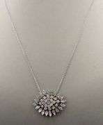 14kt White gold 1.20ctw diamond cluster pendant on chain