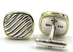David Yurman cable classic 2 tone cushion cuff links and studs set
