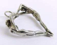 Signed Sterling Silver Nudes Heart Pendant