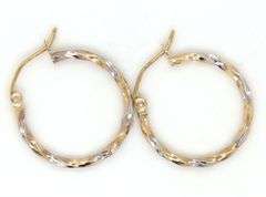 14kt Two tone gold twisted hoop earrings