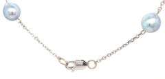 14kt White gold Silver Pearl station necklace