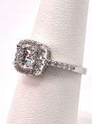 14 Kt White Gold Plate 6.5 mm Amber Ice Fire Moissanite Ring
