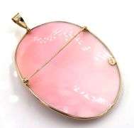 14kt Yellow gold pink shell cameo pin pendant
