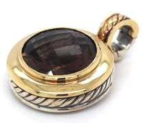 David Yurman Cerise smokey quartz round pendant