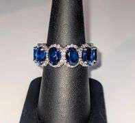 Beautiful 7.65 Cttw Lab Siimulated Violet Blue Tanzanite Diamond Ring