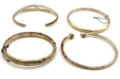 Group lot of 4 cuff bangles in 925 sterling silver