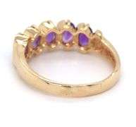 14kt Yellow gold oval amethyst 5 stone band