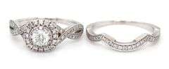 Lovely 14K WG Diamond Halo 2 Piece Set