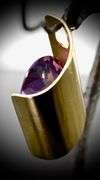 Dramatic 14K Yellow Gold Amethyst Pendant