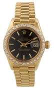 Rolex Date just 6917, 26mm, Aftermarket Diamond Bezel, 18K Yellow Gold Ladies Watch