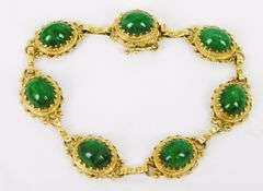 Exceptional Vintage 14K Gold Jade Bracelet