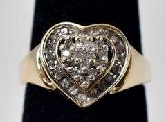 Loving 10K Yellow Gold Heart Diamond Cluster Ring