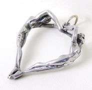 Signed Sterling Silver Nudes Heart Pendant