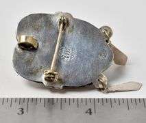 Sterling Silver Vintage Carved Golden Sheen Obsidian Gemstone  Pendant or Brooch