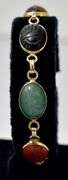 Fantastic 14K Yellow Gold Scarab Beetle Multi-Gemstone Bracelet