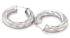 14kt White gold twisted hoop earrings