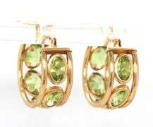 14kt Yellow gold Peridot hoop earrings