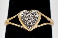 Sparkling 10k Yellow Gold Diamond Heart Ring