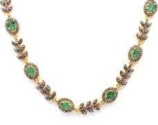 Darling 22.20CTW Emerald-Cut Natural Emerald & 6.00CTW Diamond Necklace in 14K Gold Plated Sterling 