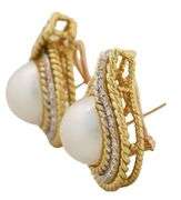Cassis Mabe Pearl and 1.00ctw Diamond Frame Double Rope Earrings in 14K