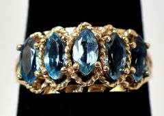 Eye- Catching 10K Yellow Gold Blue Topaz Gemstone Ring