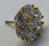 14K Yellow Gold Round Brilliant Cut Lab Diamond Cluster Earring