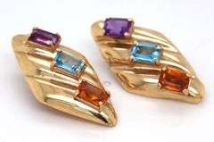 Modern Colorful 14k YG Clip On Earrings